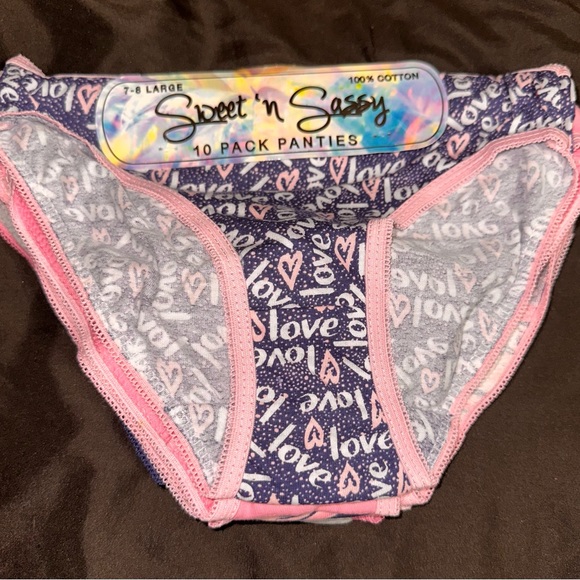 Girl’s sweet n sassy 10 pack underwear size 7-8 L.  NWT - Picture 2 of 3